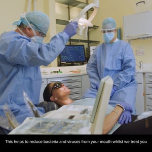 JP in chair, PPE for treatment